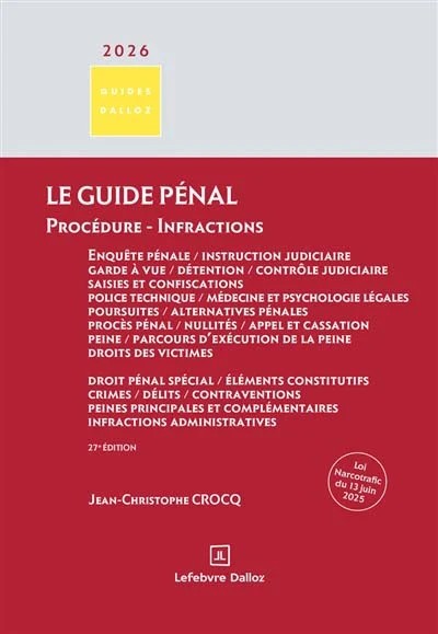 Couverture de Le guide pénal 2026